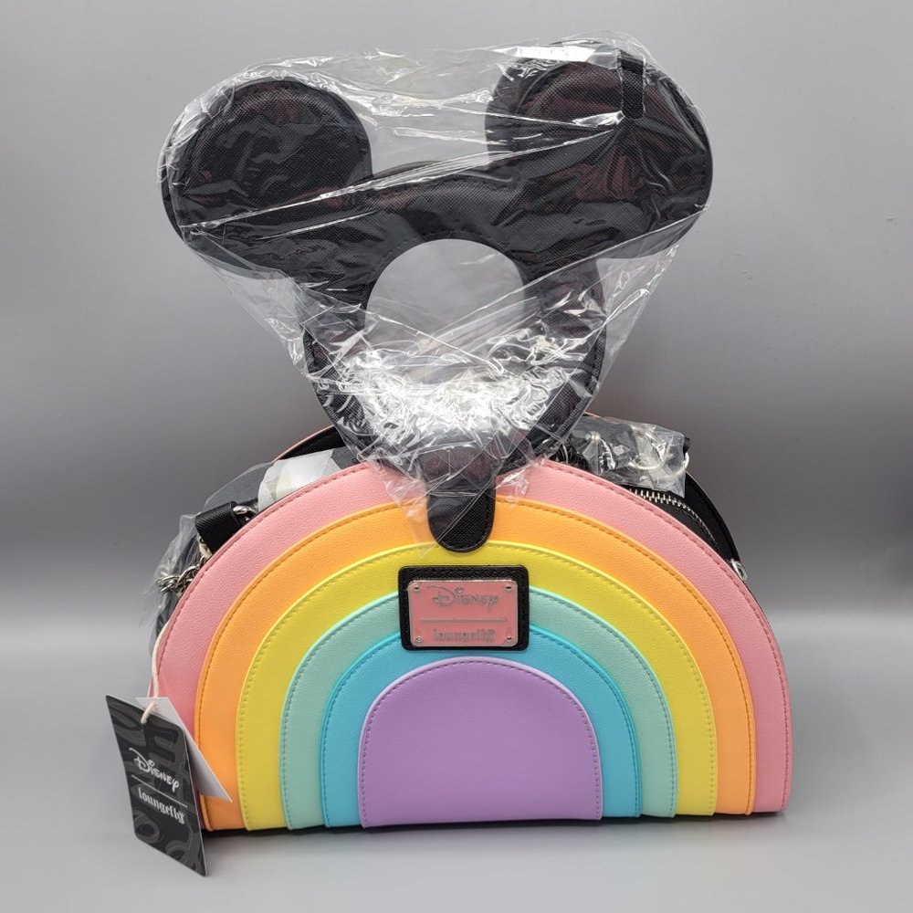 Loungefly x Disney Mickey Mouse Pastel Rainbow Crossbody Bag - Picture 3 of 10